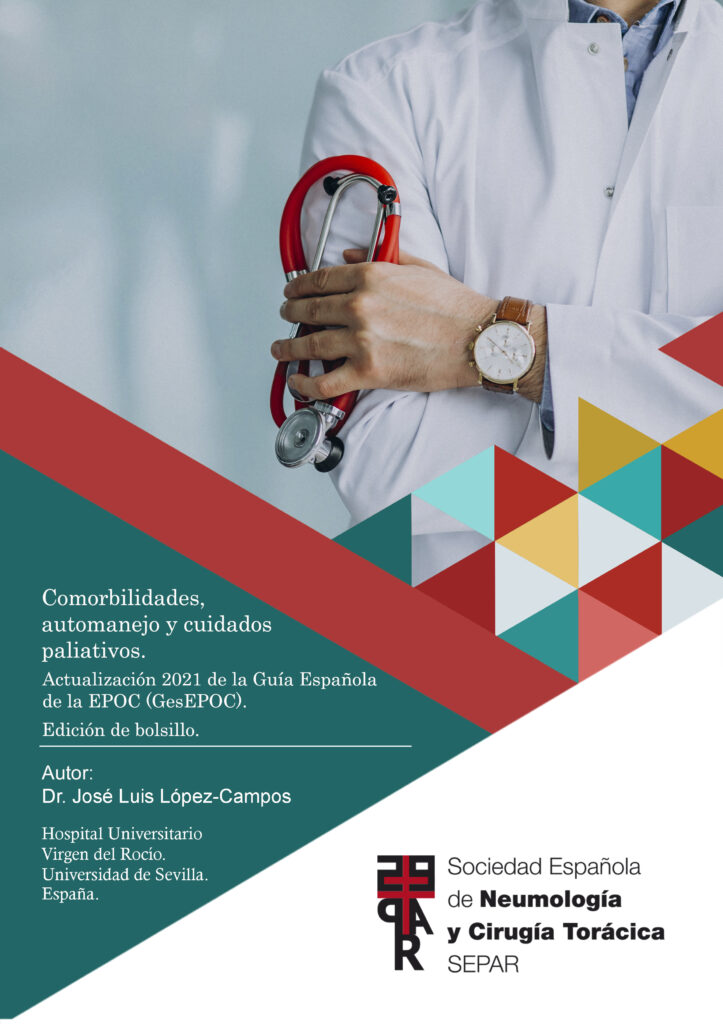 Diseño editorial de guía médica GesEPOC edición de bolsillo sobre comorbilidades de la EPOC desarrollada para SEPAR
